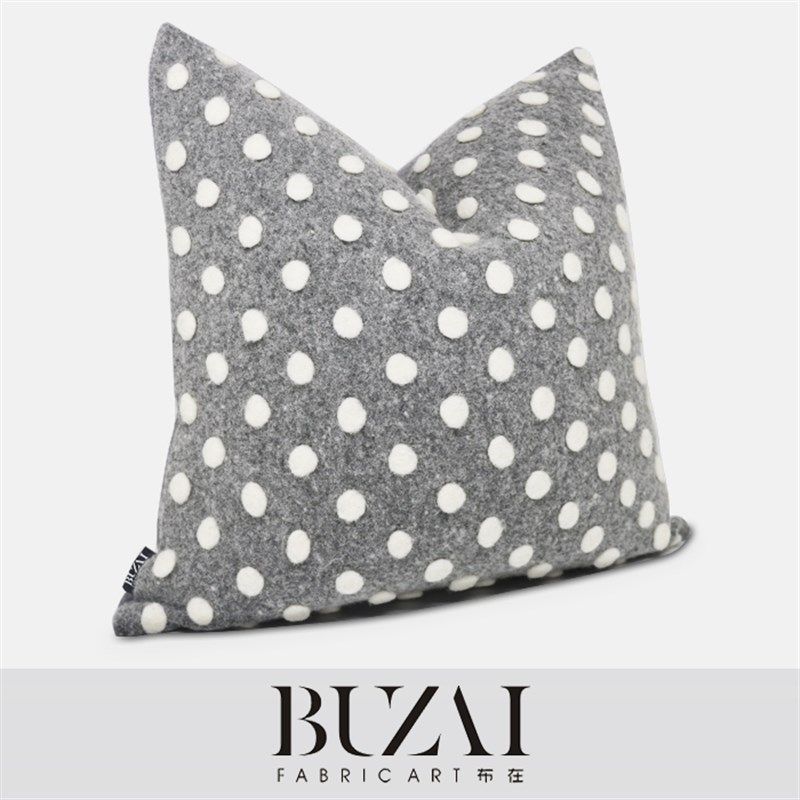 布在布艺灰色抱枕儿童房靠包女孩靠垫样板间靠枕白色波点羊毛枕垫,居家布艺,靠垫/抱枕,淘宝优惠券,粉丝福利购,淘宝优惠卷
