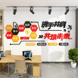 企业办公室装 饰员工团队激励志标语公司会议室背景墙