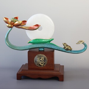 黄铜荷塘月色平安扣工艺摆饰 家居玄关日常送礼