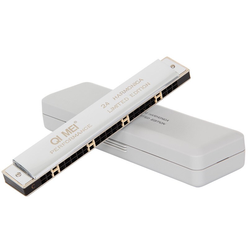 奇美2孔特别调复音限量版口琴银色黑色降B/升C/D/E/F/G//B/D调
