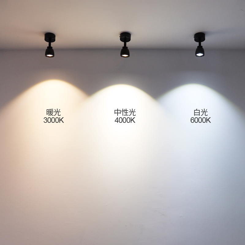 明装小射灯led天花灯家用吸顶筒灯客厅背景墙壁灯展示酒柜轨道灯