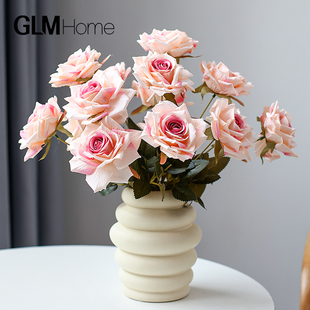 风陶瓷瓶创意家居客厅规则圈圈插器艺术软装 饰