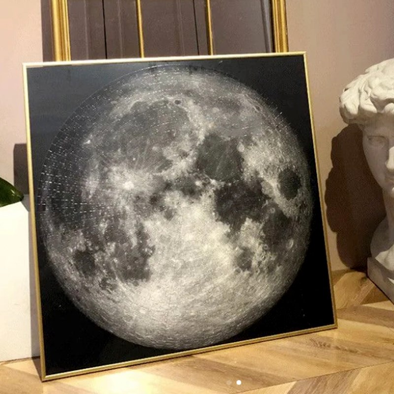 月球拼图相框实木相框7.厘米圆形月球月亮地球拼图铝合金专用框