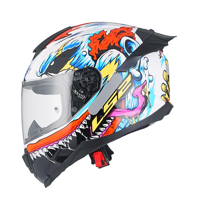 LS2全盔男摩托车头盔情侣尾翼防雾机车女3C认证安全帽四季夏FF802