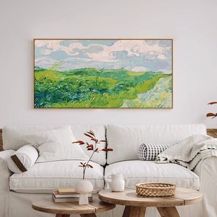 横梵绿色麦田数字油画客厅背景墙风景装饰画大幅卧室挂画