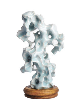 陶瓷太湖石山子枯山水石头纯手工镂空雕刻假山石笔架