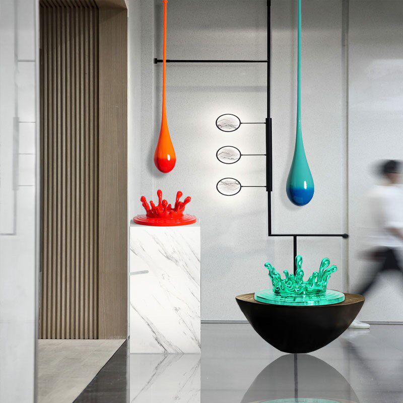 售楼处酒店大堂商场抽象吊装水滴雕塑挂饰钢创意葫芦水装饰