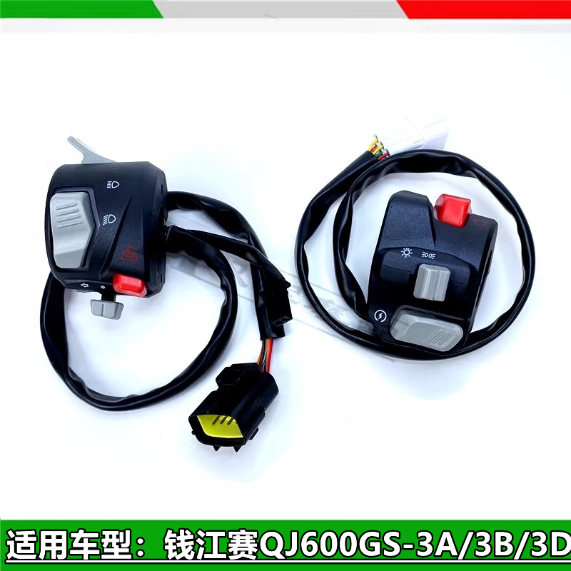 适用新款钱江赛600RR赛QJ600GS-3左右手把开关喇叭转向灯背光开关