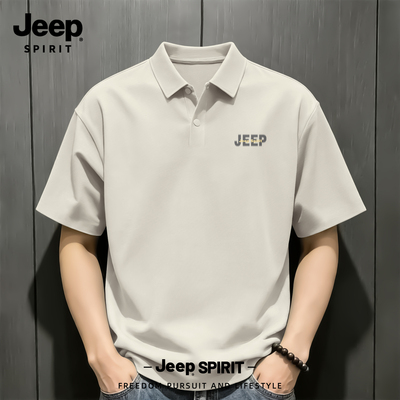 Jeep吉普冰丝华夫格polo衫男士