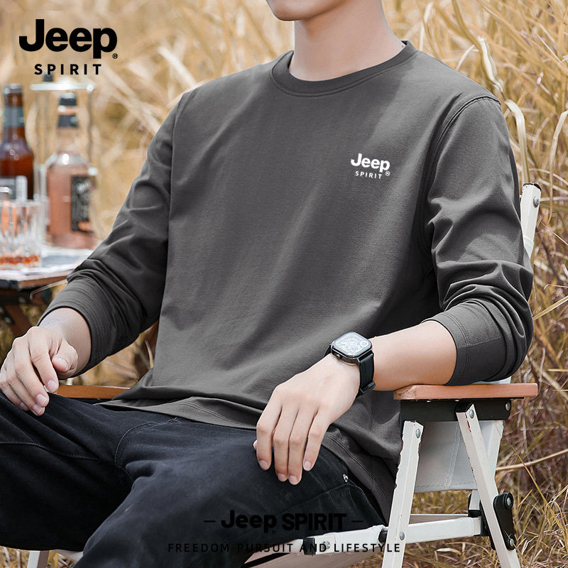 Jeep吉普春秋圆领长袖T恤