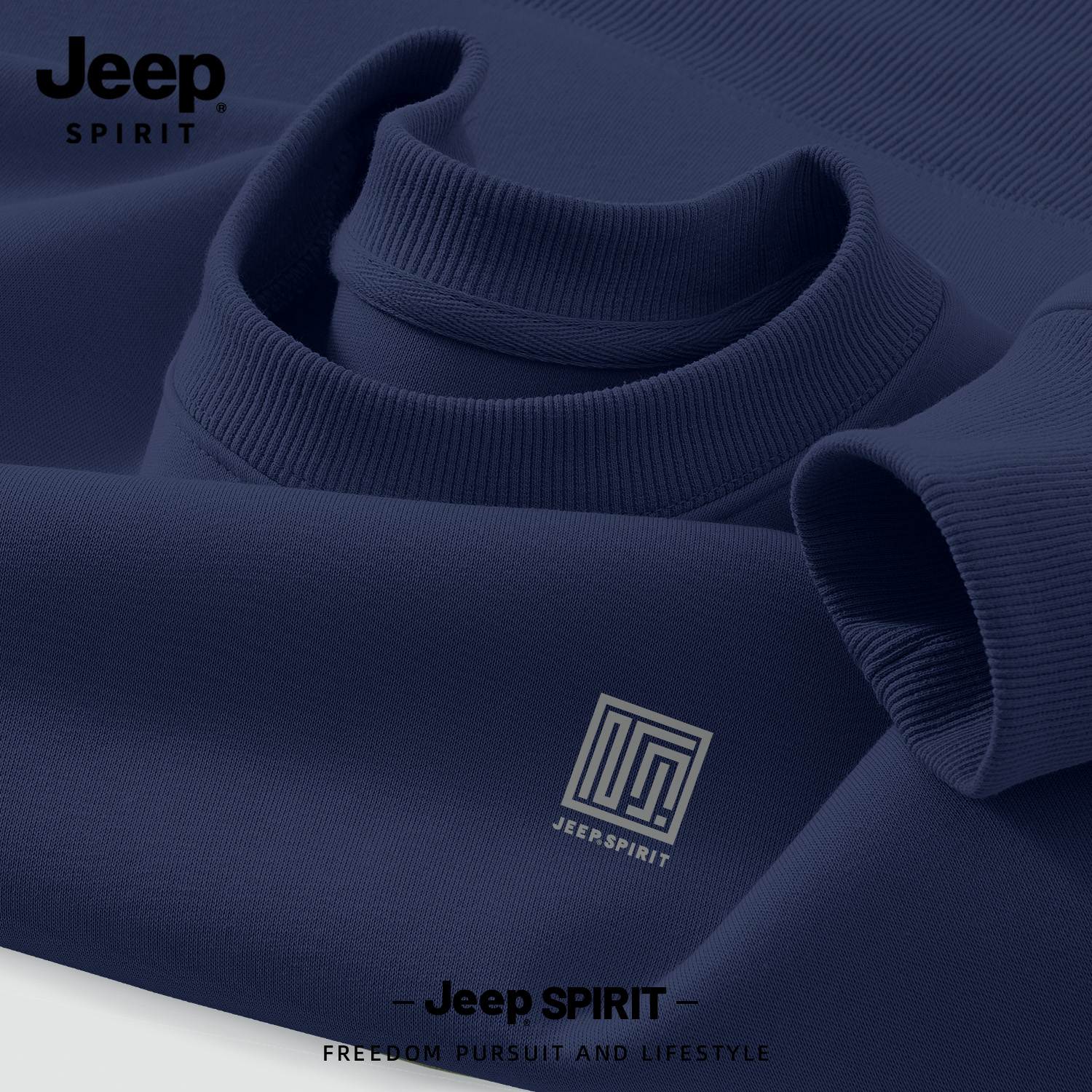 Jeep吉普春秋圆领长袖t恤男