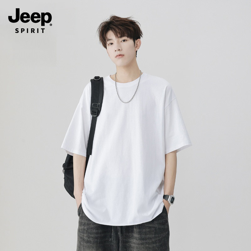 Jeep吉普纯色纯棉短袖t恤男上衣