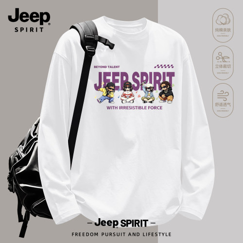 Jeep吉普纯棉长袖T恤男2026新款