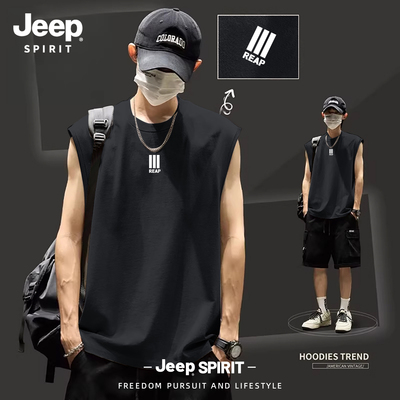 Jeep吉普男士纯棉背心男款坎肩