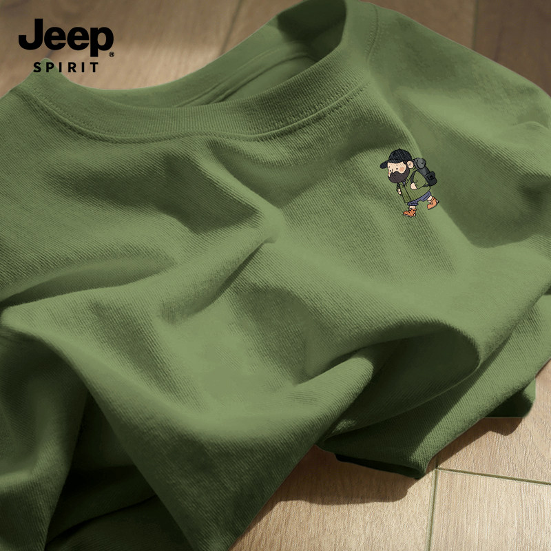 Jeep吉普行囊叔趣味纯棉t恤短袖男款2026新款春季宽松百搭打底衫