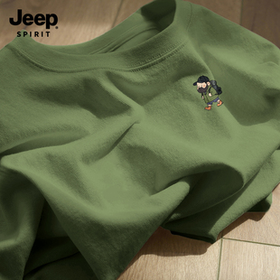 Jeep吉普行囊叔趣味纯棉t恤短袖男款2026新款春季宽松百搭打底衫