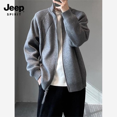 Jeep吉普针织开衫外套男款春秋季