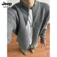 毛衣男士 男装 外套秋季 上衣夹克修身 长袖 Jeep吉普拉链立领针织开衫