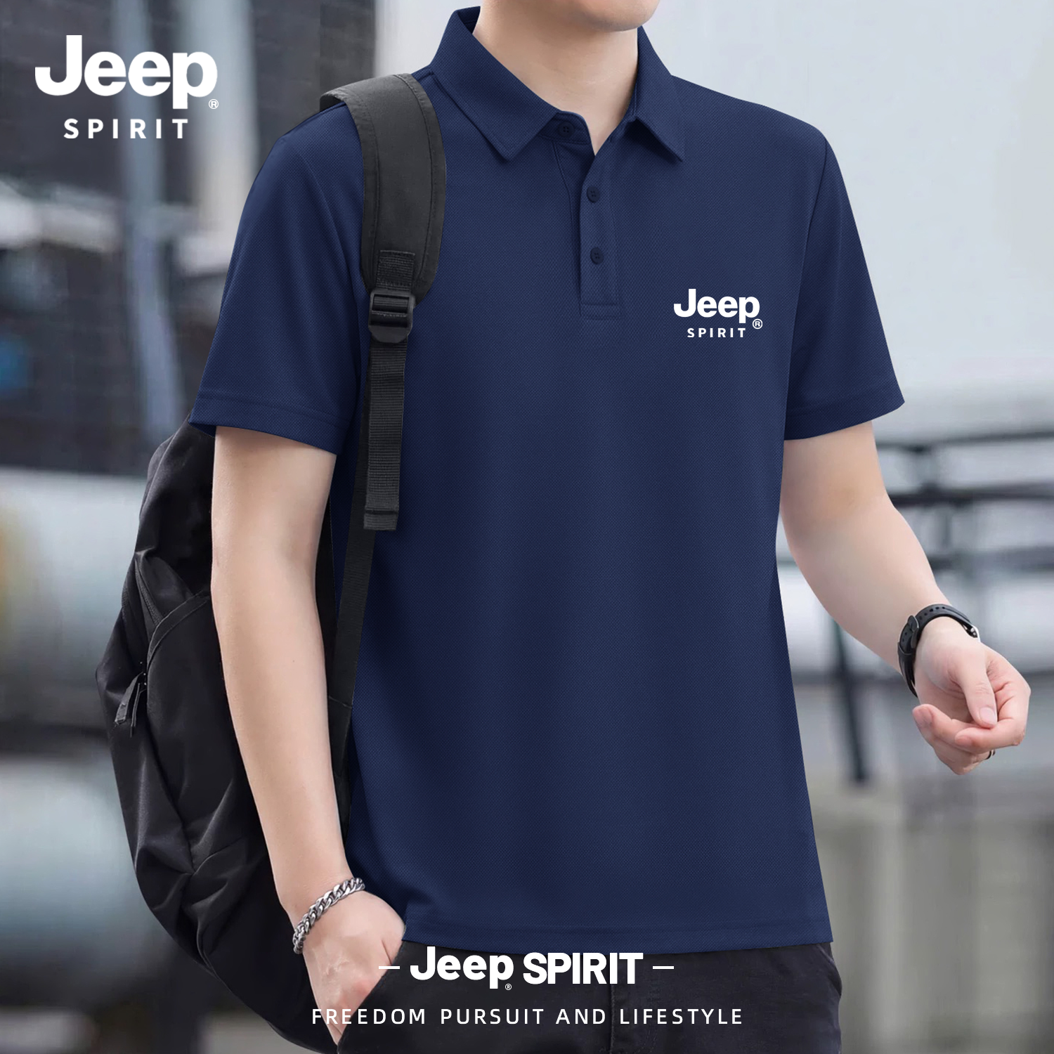Jeep吉普男士短袖polo衫男款夏季