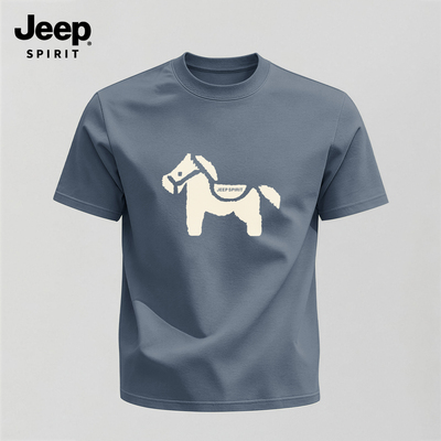 Jeep吉普纯棉男短袖t恤美式健身