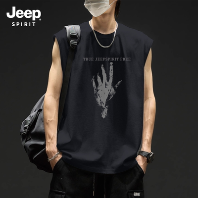 Jeep吉普男士纯棉背心男款夏美式
