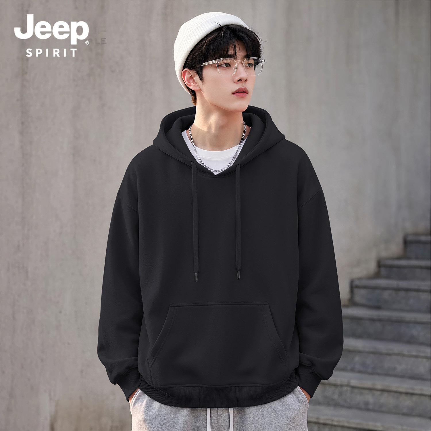 Jeep吉普连帽卫衣男款秋季多巴胺