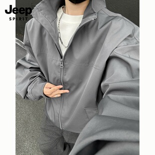 Jeep吉普美式复古立领夹克男款2026新款秋冬季保暖飞行员外套上衣