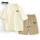 2025新款 运动套装 Jeep吉普夏季 复古纯棉男士 男款 夏装 短裤 男装 短袖
