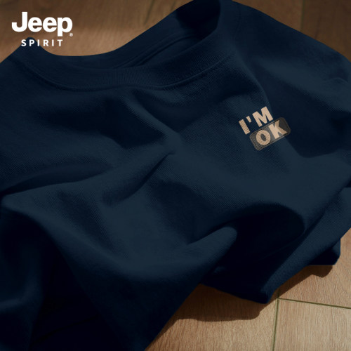 Jeep吉普重磅纯棉短袖t恤男夏季