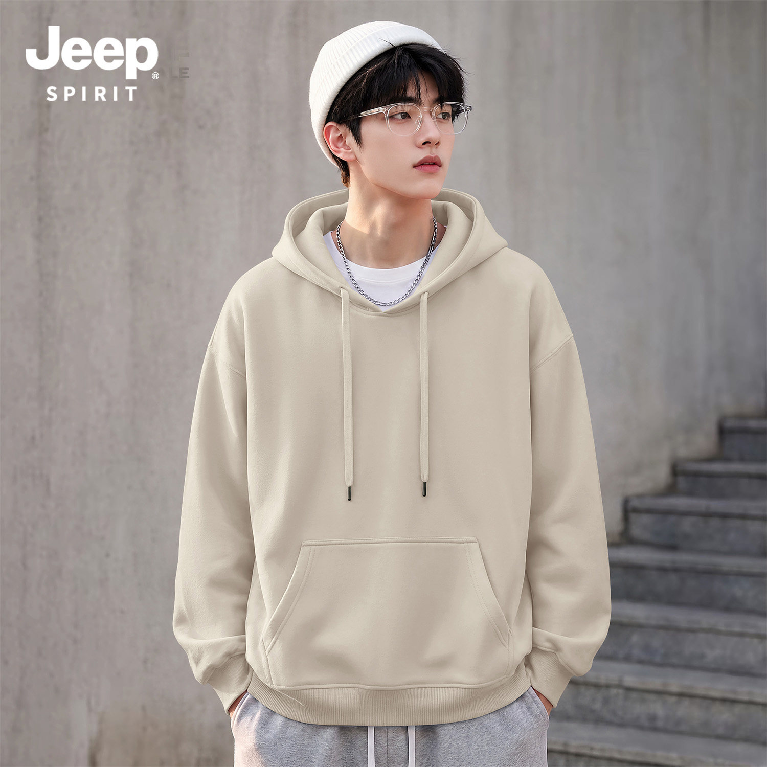 Jeep吉普连帽卫衣男款秋日系简约