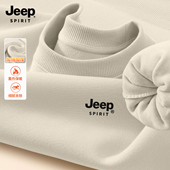 秋冬季 男装 保暖长袖 Jeep吉普加绒加厚圆领卫衣2025新款 上衣套头衫