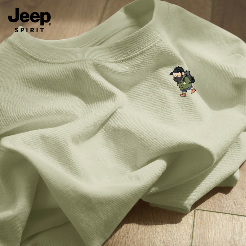 Jeep吉普重磅短袖t恤男款纯棉春夏季衣服男士打底衫上衣长袖T恤男
