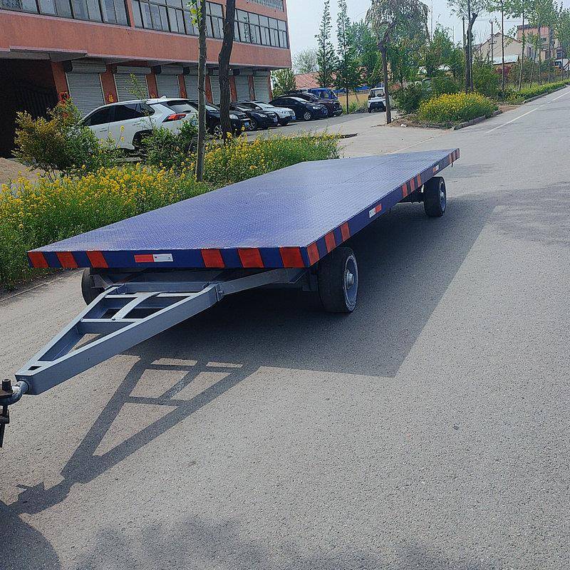 双轮农用平板拖车重型挖掘机拖车厂家供应钢铁拖车