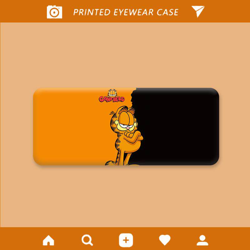 抱手加菲猫眼镜盒便携防压随身近视镜眼睛皮盒子墨镜学生收纳情侣