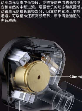 KZ ZS10 PRO 2新升级10单元圈铁入耳式有线HIFI发烧耳机可调音