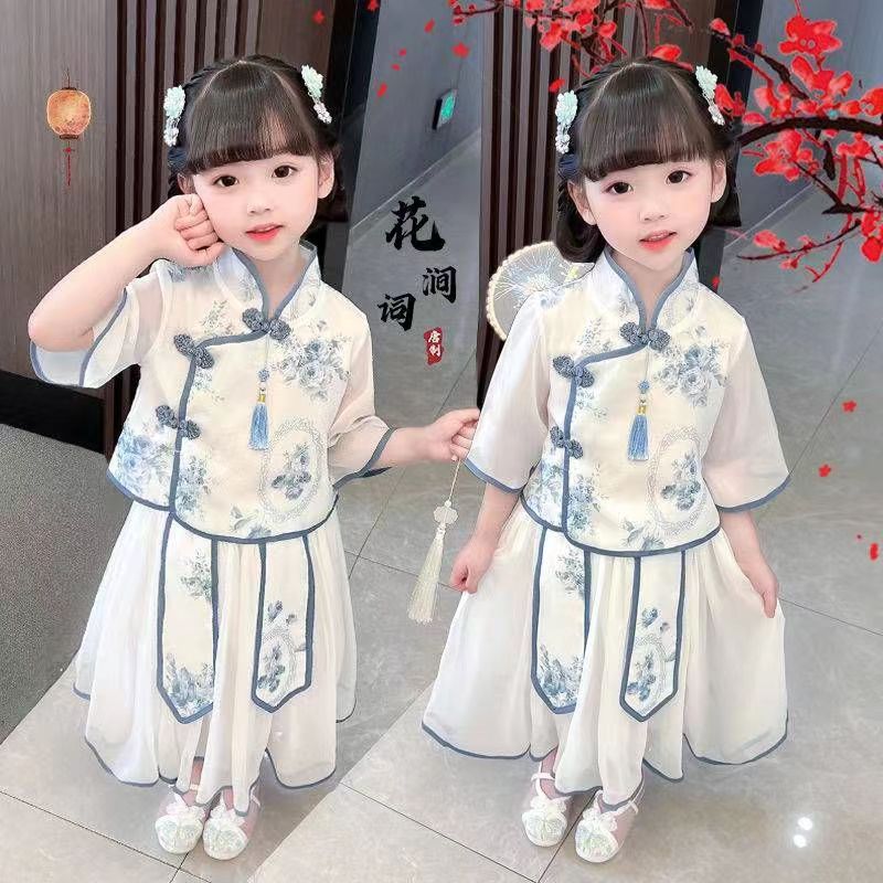 女童汉服短袖儿童夏天衣服女宝宝童装中国风小女孩裙子夏款洋气
