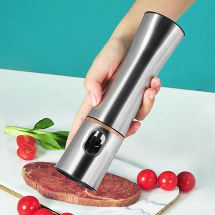 跨境新品黑胡椒研磨器电动v现磨不锈钢碾磨花椒粉器瓶海盐研磨机
