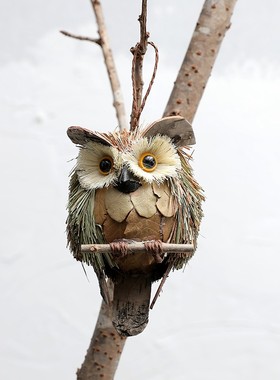 猫头鹰摆件自然角幼儿园植物角户外装饰微景观别墅庭院花园布置