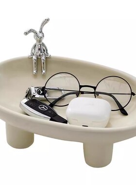 高级感创意进门入户玄关钥匙陶瓷收纳神器L置物架客厅桌面装饰摆