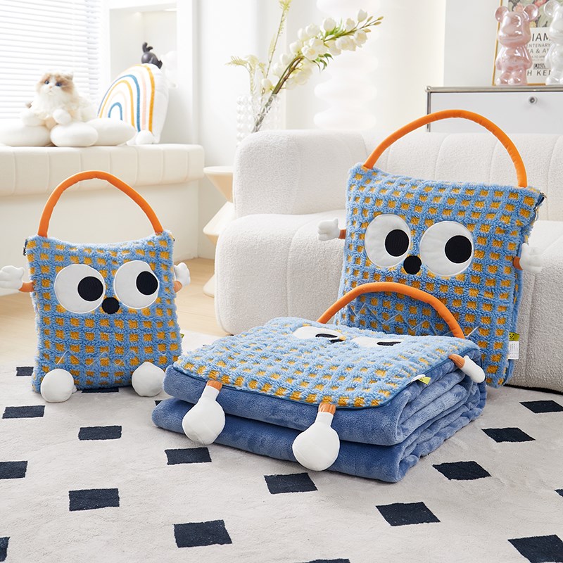 网红多巴胺手拎抱枕被子两用汽车靠垫二合一办P公室午睡毯子空调