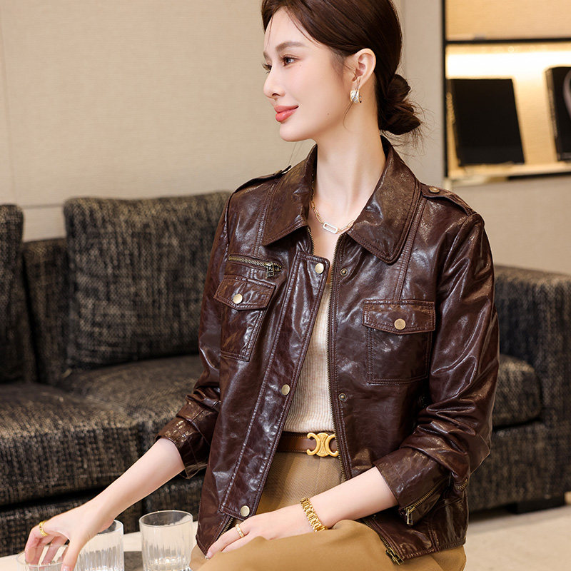 海宁真皮皮衣女2025春秋新款