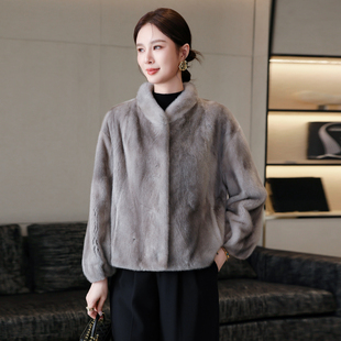 水貂皮大衣女短款2025冬季新款天鹅绒整貂裘皮海宁皮草外套年轻版