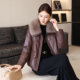 新款 真皮羽绒服皮衣女短款 2025冬季 狐狸毛领宽松绵羊皮夹克外套潮