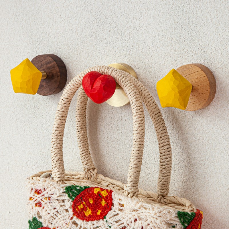 励得可爱多c巴胺木制黄铜玄关入户可爱打孔免打孔挂钩粘钩磁吸挂