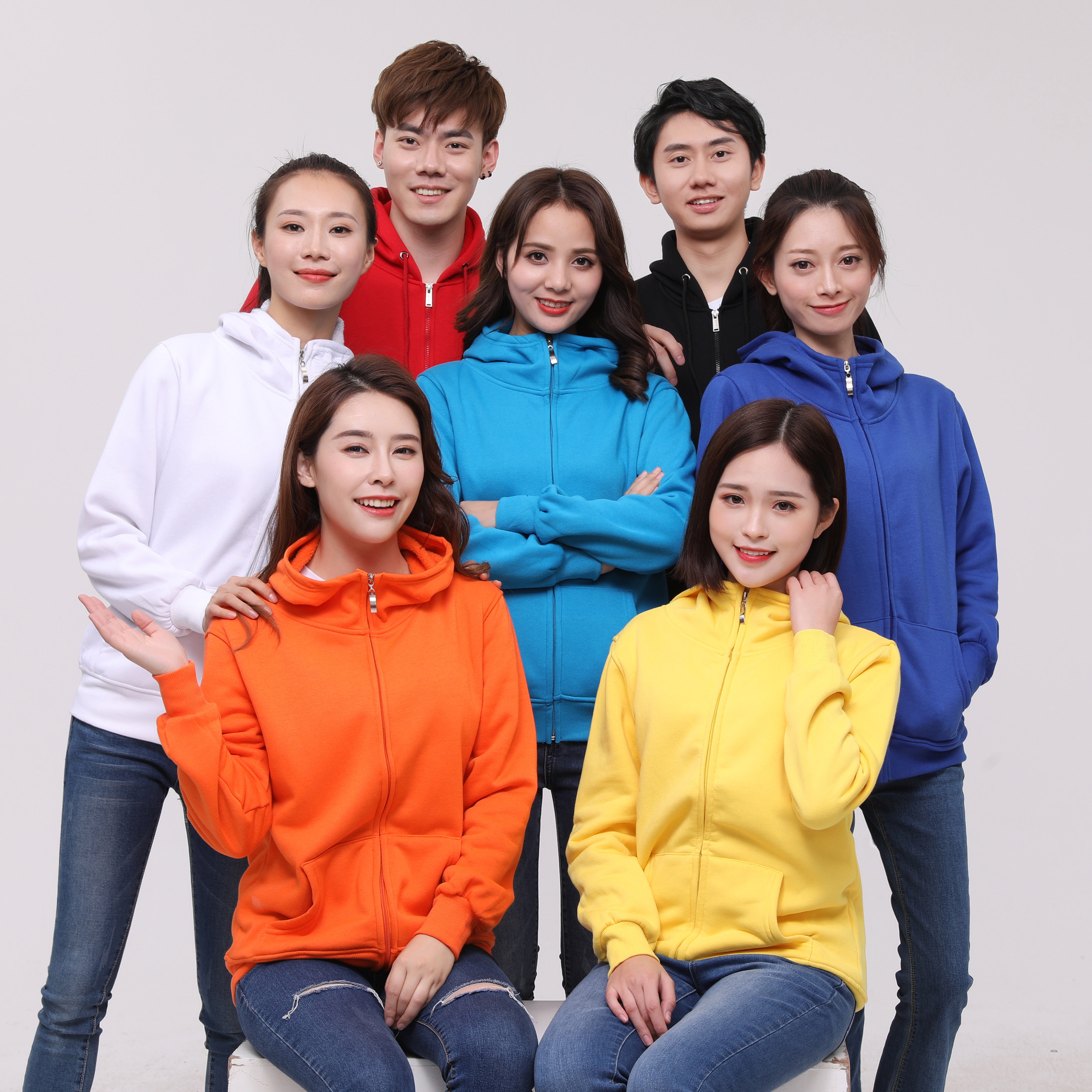 拉链连帽 卫衣外套定制工作服班服团体服印Logo姐妹装情侣装长袖