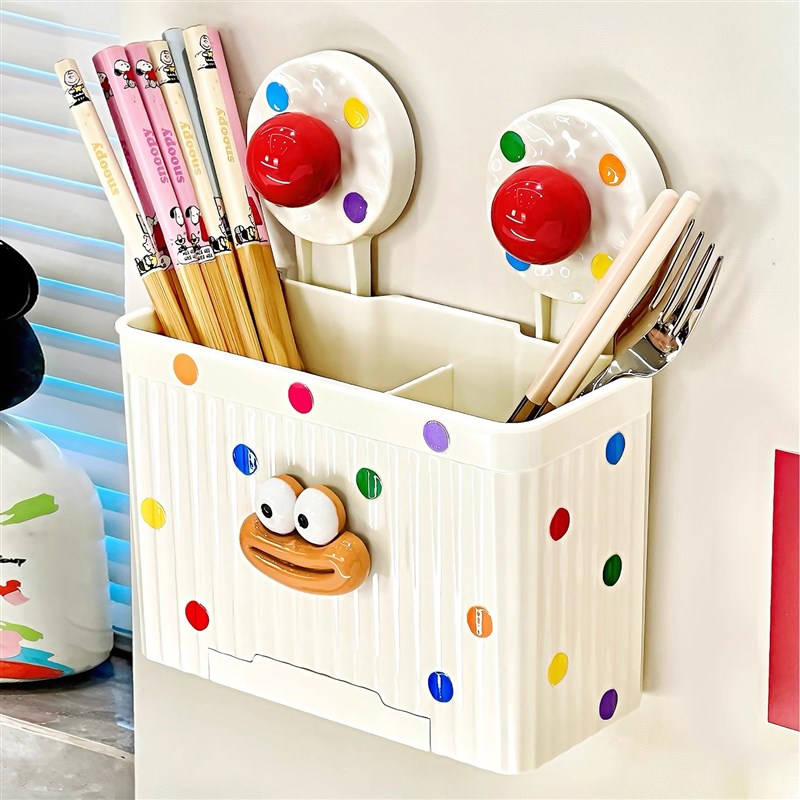 吸盘筷子收纳盒家用m高档新款沥水筷子筒壁挂式厨房筷笼桶置物架