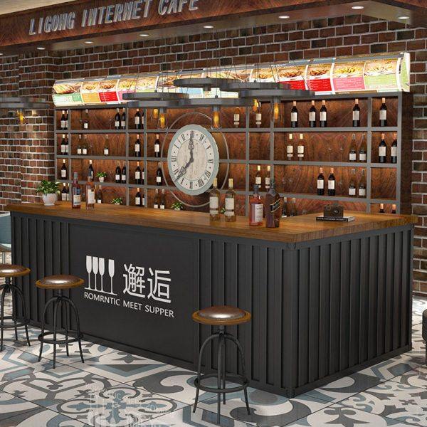 酒吧吧台收银台店铺小型餐厅铁艺转角柜台工业风健身房前台接待台,商业/办公家具,接待台,淘宝优惠券,粉丝福利购,淘宝优惠卷