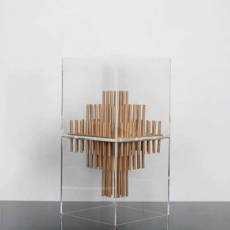 现代新中式创意亚克力几何客厅玄关样板房间售楼处软装饰品摆件