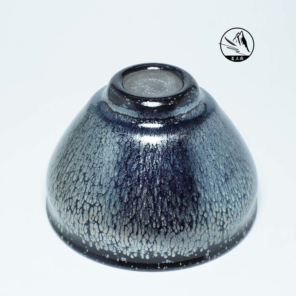 【黑底银滴束口】精品建盏范大富全手工经典釉面全包釉茶盏茶银毫