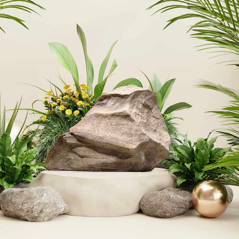 仿真石头造景石玻璃钢假山橱窗装饰场景布置刻字户外园林防水设备